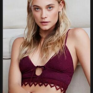 NEW FREE PEOPLE EYELET EMBROIDERED LONGLINE BRALETTE
